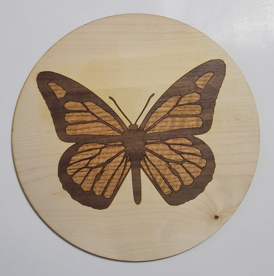 Accent Plate with Butterfly inlay with Maple background