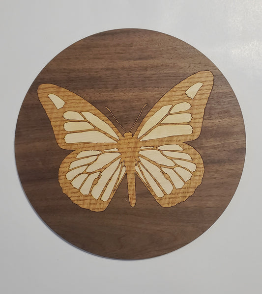 Accent Plate with Butterfly inlay with Walnut background