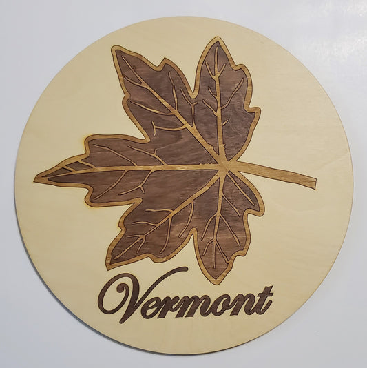 Accent Plate with Vermont - Maple leaf inlay - 5