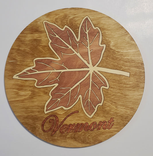 Accent Plate with Vermont - Maple leaf inlay - 1