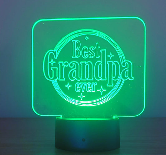 Acrylic light, display, nightlight RGB engraved " Best Grandpa ever"