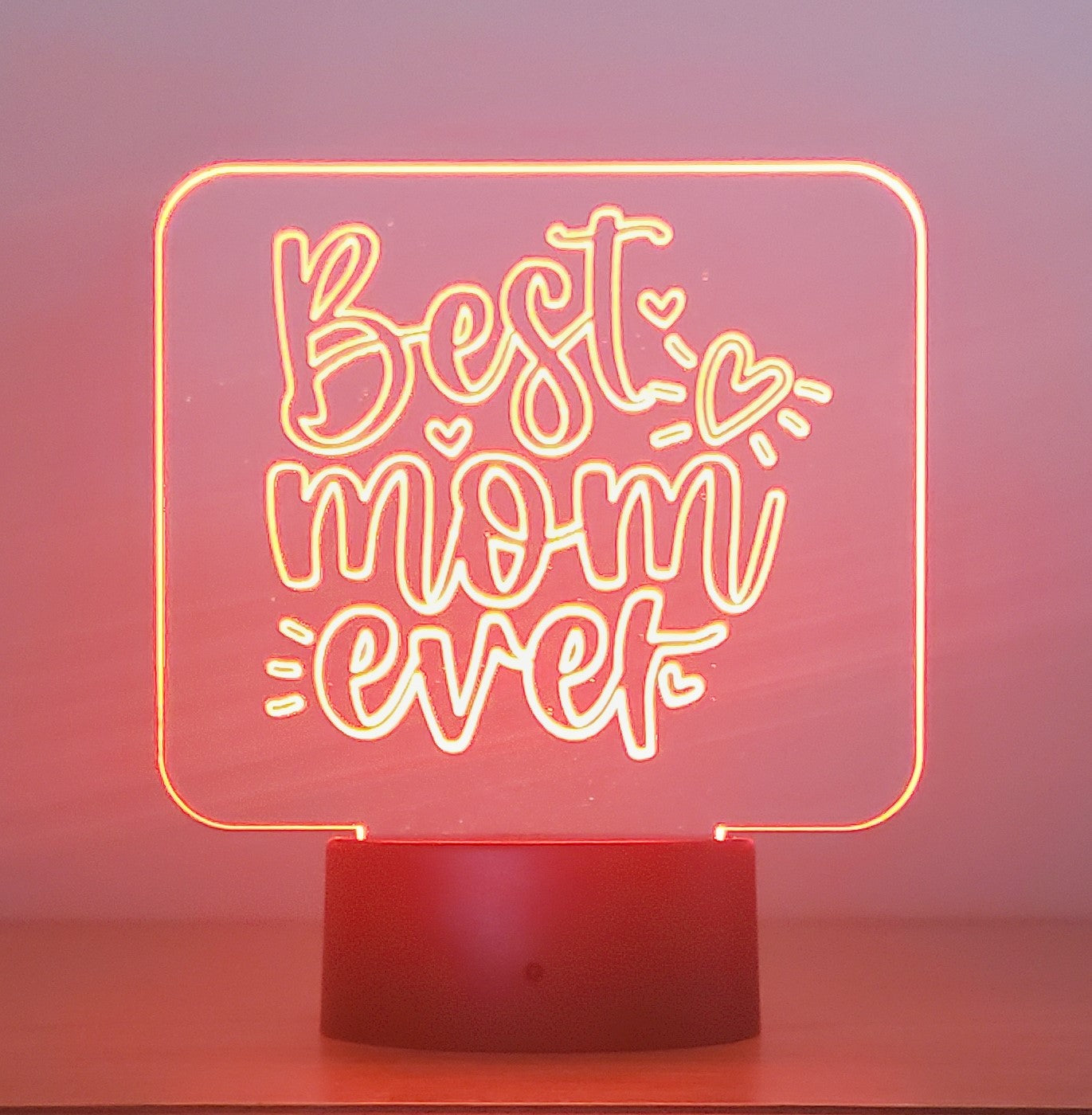 Acrylic light, display, nightlight RGB engraved " Best Mom Ever"