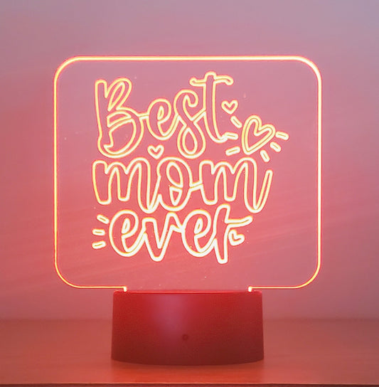 Acrylic light, display, nightlight RGB engraved " Best Mom Ever"