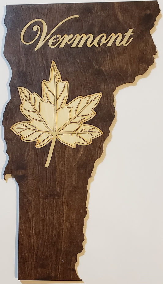 Vermont outline with Maple leaf inlay - 3