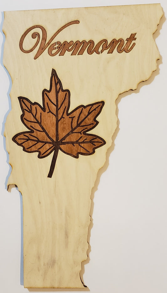 Vermont outline with Maple leaf inlay - 2