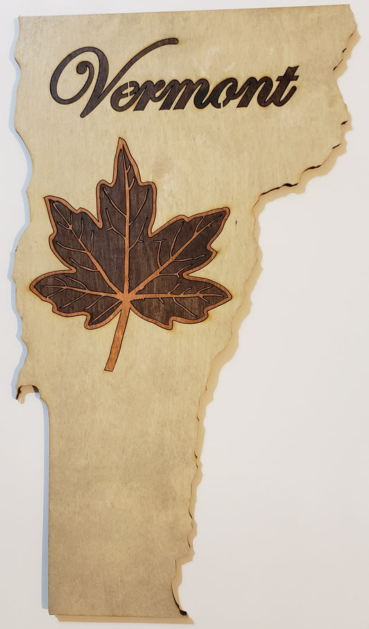 Vermont outline with Maple leaf inlay - 1