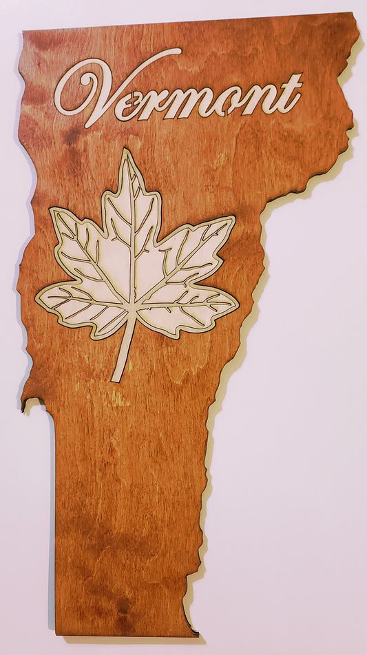 Vermont outline with Maple leaf inlay - 4